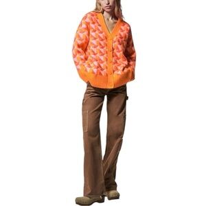 Zara Cardigan Orange and Pink Small